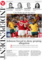 The Independent (UK) Newspaper Front Page for 30 September 2019