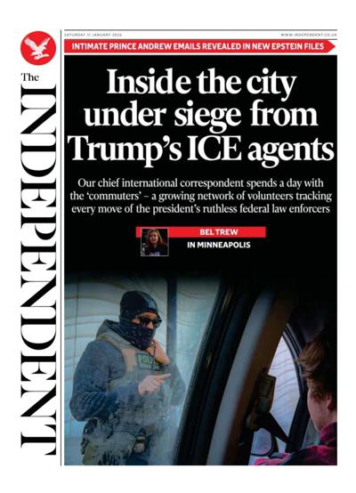 The Independent Newspaper Front Page (UK) for 31 January 2026