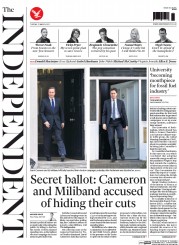 The Independent (UK) Newspaper Front Page for 31 March 2015