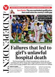 The Independent front page for 31 August 2025