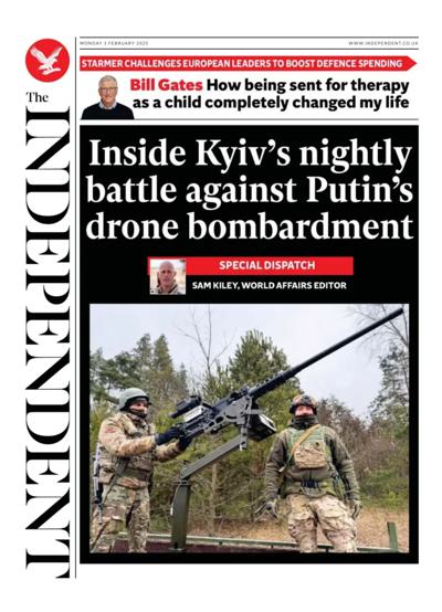 The Independent Newspaper Front Page (UK) for 3 February 2025