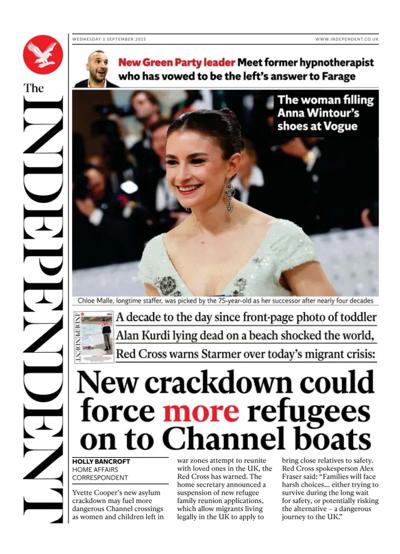 The Independent Newspaper Front Page (UK) for 3 September 2025