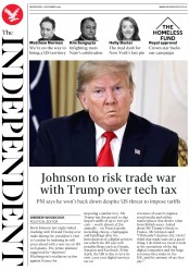 The Independent (UK) Newspaper Front Page for 4 December 2019