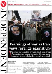 The Independent (UK) Newspaper Front Page for 4 January 2020