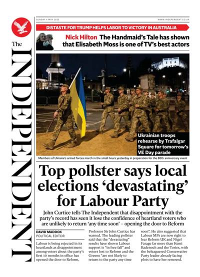 The Independent Newspaper Front Page (UK) for 4 May 2025