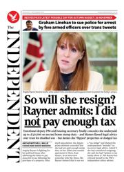 The Independent front page for 4 September 2025