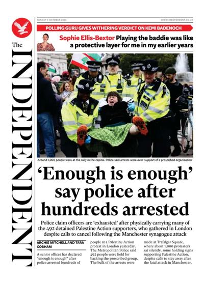 The Independent Newspaper Front Page (UK) for 5 October 2025