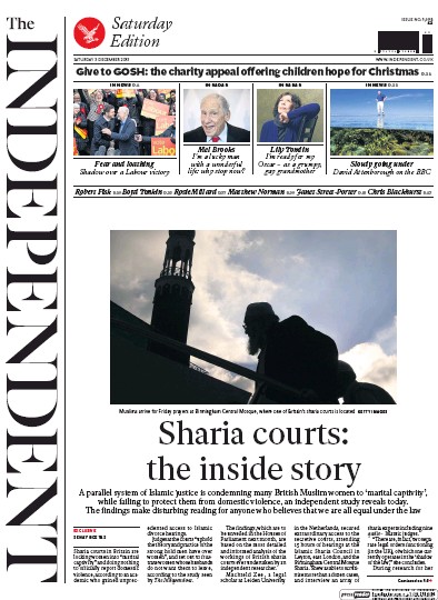 The Independent Newspaper Front Page (UK) for 5 December 2015