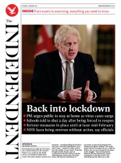 The Independent (UK) Newspaper Front Page for 5 January 2021