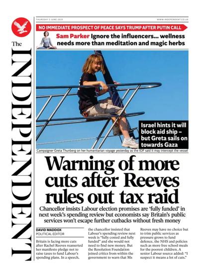 The Independent Newspaper Front Page (UK) for 5 June 2025