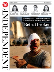 The Independent (UK) Newspaper Front Page for 5 August 2020