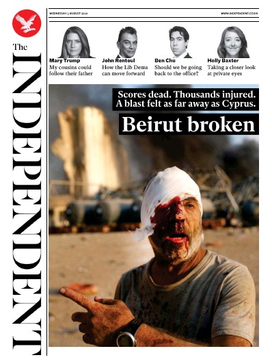 The Independent Newspaper Front Page (UK) for 5 August 2020