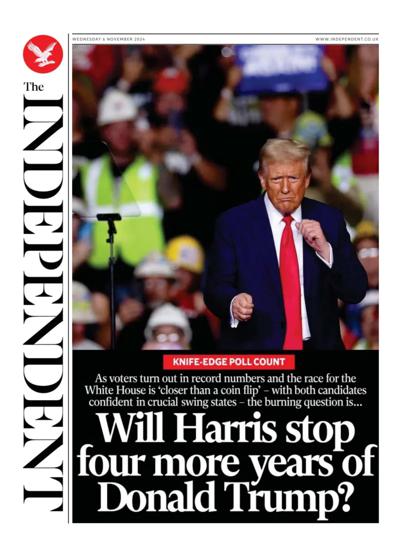 The Independent Newspaper Front Page (UK) for 6 November 2024