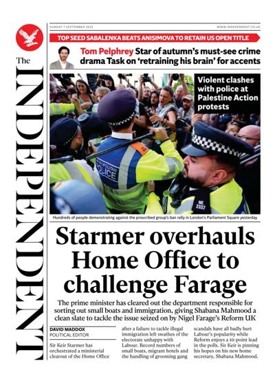 The Independent Newspaper Front Page (UK) for 7 September 2025