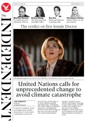 The Independent (UK) Newspaper Front Page for 8 October 2018