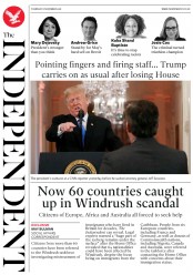 The Independent (UK) Newspaper Front Page for 8 November 2018