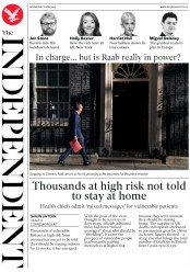 The Independent (UK) Newspaper Front Page for 8 April 2020