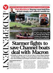 The Independent front page for 8 July 2025