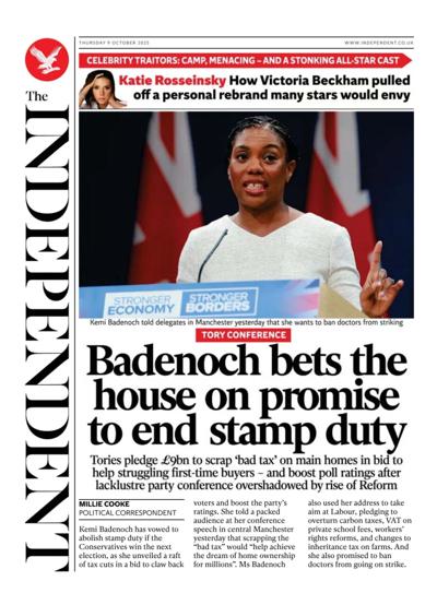 The Independent Newspaper Front Page (UK) for 9 October 2025