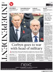 The Independent (UK) Newspaper Front Page for 9 November 2015