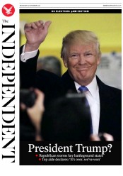 The Independent (UK) Newspaper Front Page for 9 November 2016