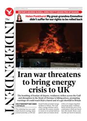 The Independent front page for 9 March 2026