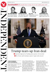 The Independent (UK) Newspaper Front Page for 9 May 2018