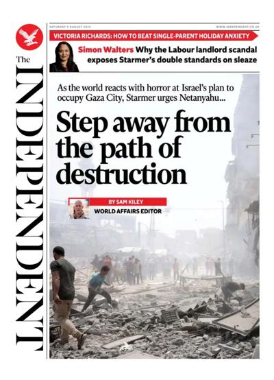 The Independent Newspaper Front Page (UK) for 9 August 2025