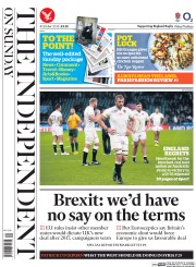 The Independent on Sunday (UK) Newspaper Front Page for 4 October 2015