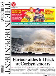 The Independent on Sunday (UK) Newspaper Front Page for 6 December 2015