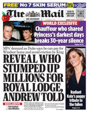 The Mail on Sunday front page for 10 November 2024