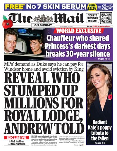 The Mail on Sunday Newspaper Front Page (UK) for 10 November 2024