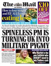 The Mail on Sunday front page for 11 January 2026