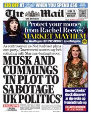 The Mail on Sunday front page for 12 January 2025