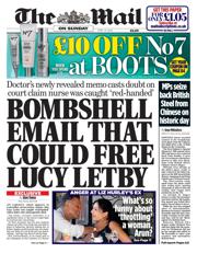 The Mail on Sunday front page for 13 April 2025