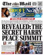 The Mail on Sunday front page for 13 July 2025