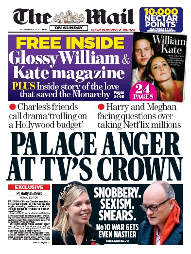 The Mail on Sunday Newspaper Front Page (UK) for 15 November 2020