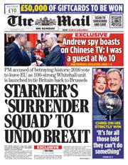 The Mail on Sunday front page for 15 December 2024