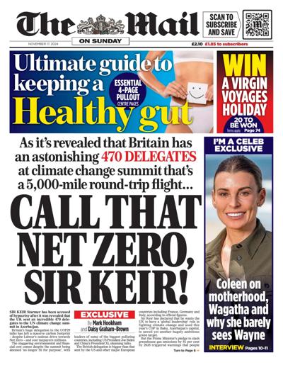 The Mail on Sunday Newspaper Front Page (UK) for 17 November 2024