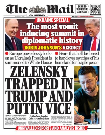 The Mail on Sunday Newspaper Front Page (UK) for 17 August 2025