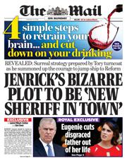The Mail on Sunday front page for 18 January 2026