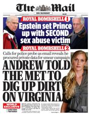 The Mail on Sunday front page for 19 October 2025