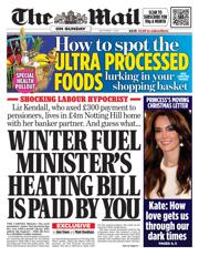 The Mail on Sunday front page for 1 December 2024