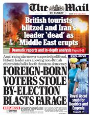 The Mail on Sunday front page for 1 March 2026