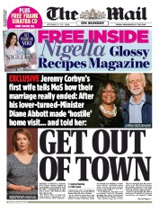 The Mail on Sunday (UK) Newspaper Front Page for 20 September 2015