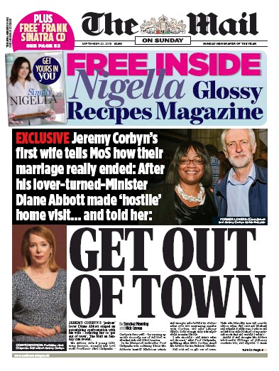 The Mail on Sunday Newspaper Front Page (UK) for 20 September 2015