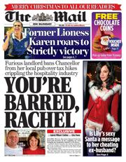 The Mail on Sunday front page for 21 December 2025