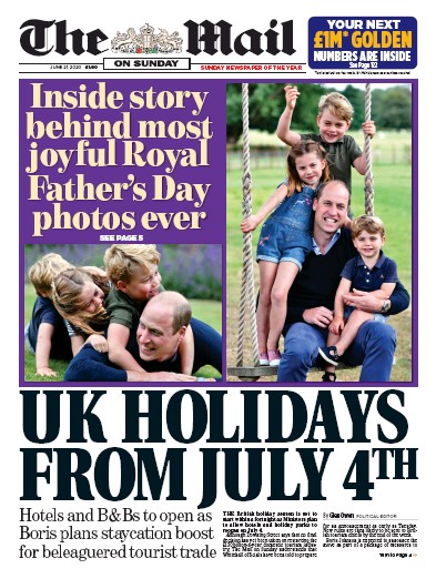 The Mail on Sunday Newspaper Front Page (UK) for 21 June 2020