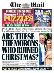 The Mail on Sunday (UK) Newspaper Front Page for 23 December 2018