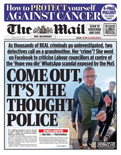 The Mail on Sunday Newspaper Front Page (UK) for 23 February 2025